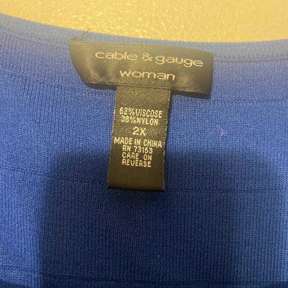 Cable & Gauge Blue Ribbed Sleeveless Tank Top / Plus Size 2X - Picture 2 of 4